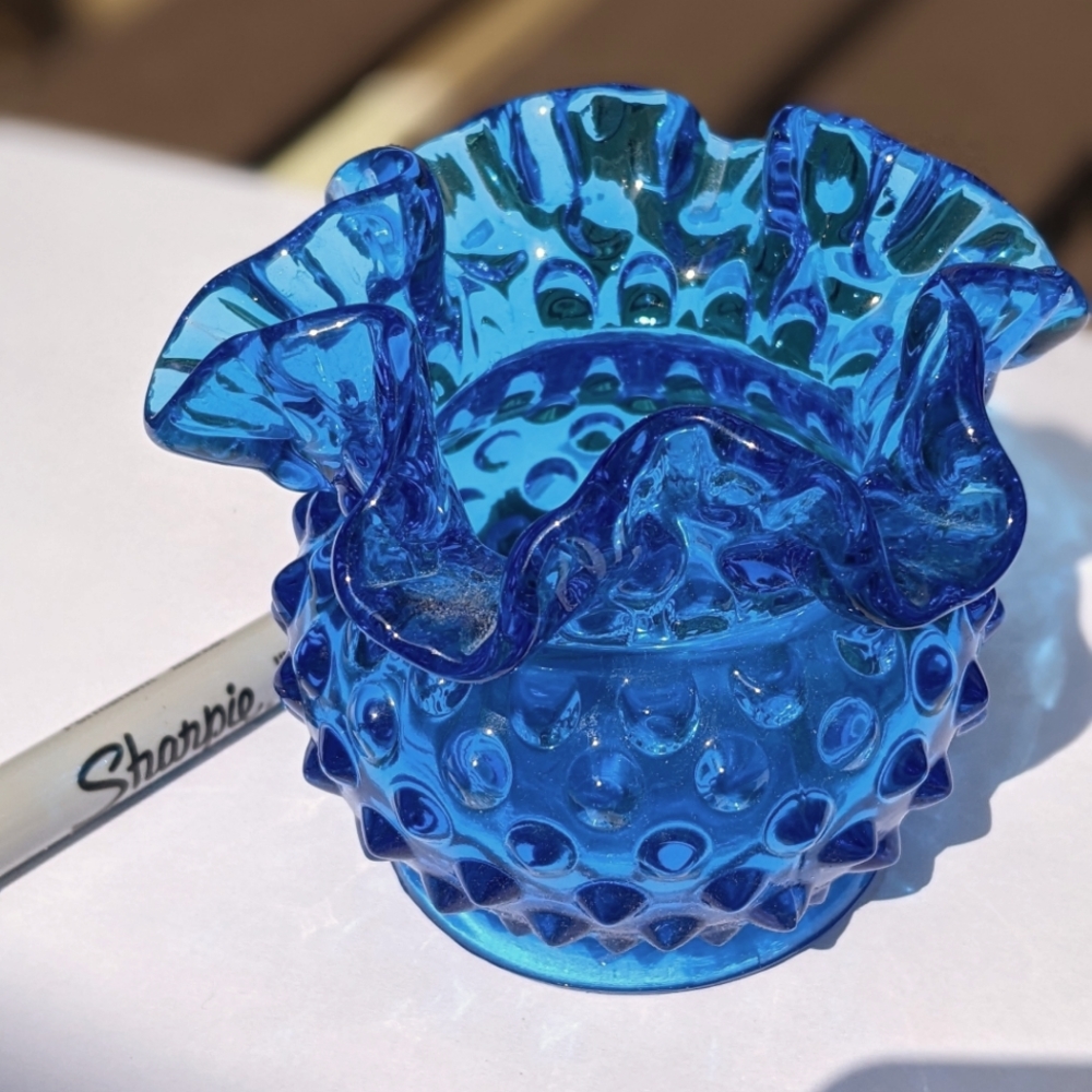 Small Blue Fenton hobnail vase